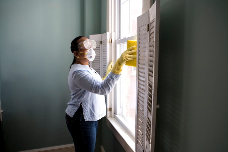 Trained cleaning operative servicing a commercial premises